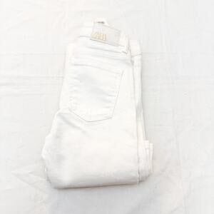 Zara Flare White Denim Jeans Split Hem Detail Zip Fly Denim Jeans Size 0 NWT